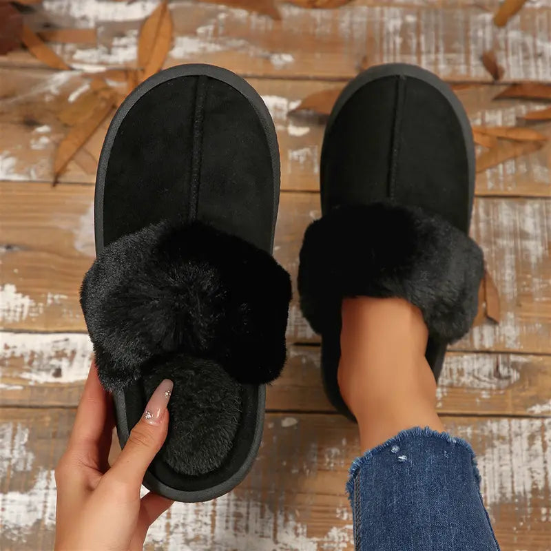 Adorable Women'S Christmas Slippers with Sparkling Santa Print Winter Warm Mini Snow Boots House Indoor Outdoor Shoes