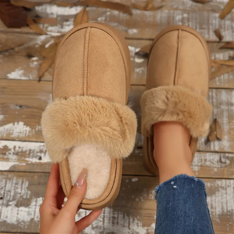Adorable Women'S Christmas Slippers with Sparkling Santa Print Winter Warm Mini Snow Boots House Indoor Outdoor Shoes