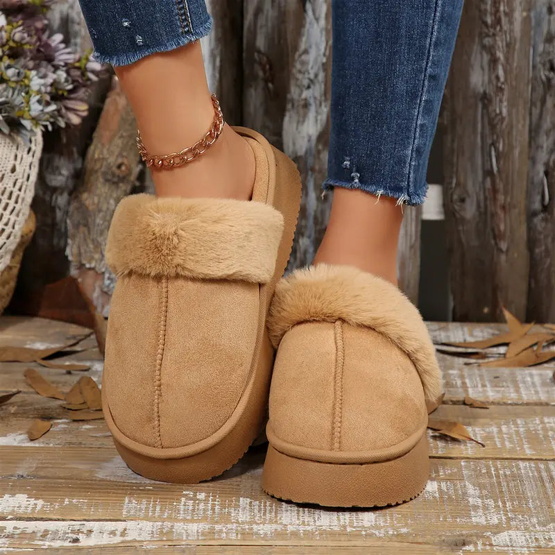Adorable Women'S Christmas Slippers with Sparkling Santa Print Winter Warm Mini Snow Boots House Indoor Outdoor Shoes