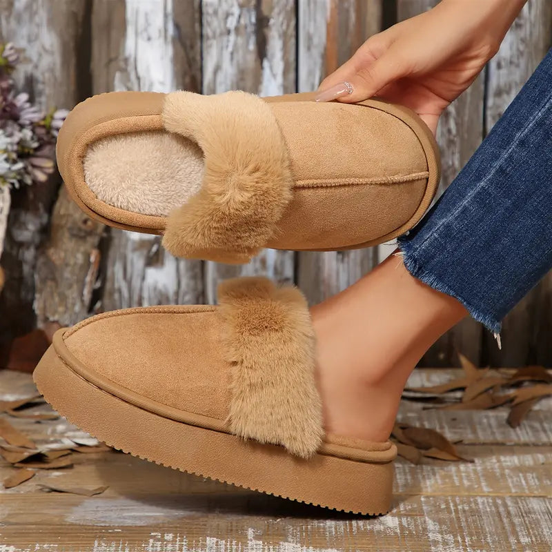 Adorable Women'S Christmas Slippers with Sparkling Santa Print Winter Warm Mini Snow Boots House Indoor Outdoor Shoes